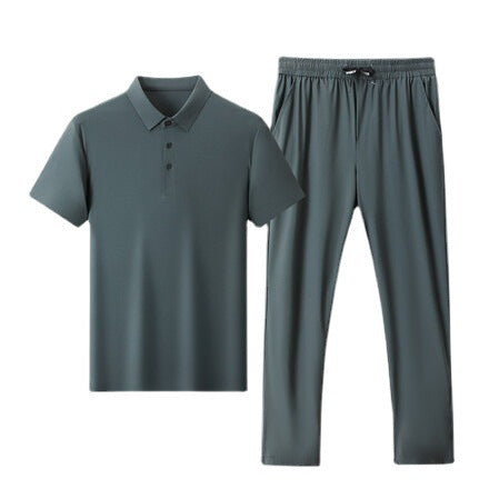 Herren Sportliches Ensemble aus atmungsaktiver Poloshirt und Jogginghose Aliams