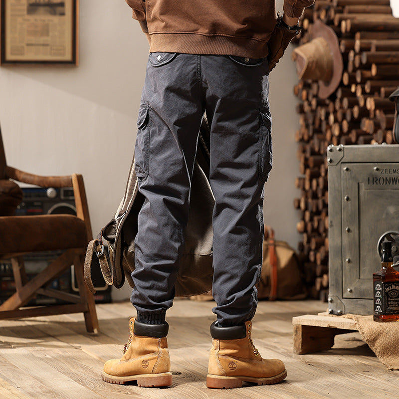 Herren vielseitige Cargo-Hose mit gepolsterten Taschen und elastischem Bund Aliams