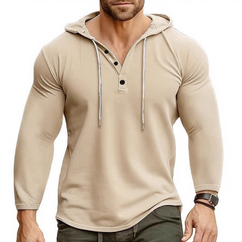 Herren Kapuzenshirt mit modernem Knopfverschluss und atmungsaktivem Stoff Aliams
