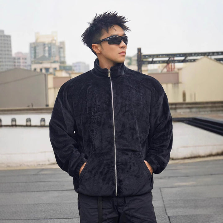 Herren Fleecejacke mit hohem Kragen und weichem Futter Aliams