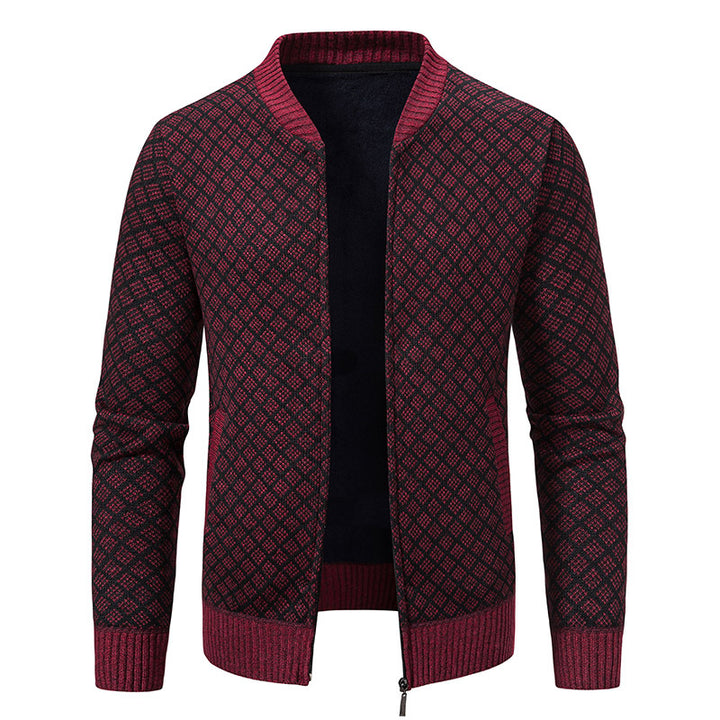 Herren Urbaner Strickjacke mit asymmetrischem Reißverschluss, hohem Kragen und modernen Details Aliams