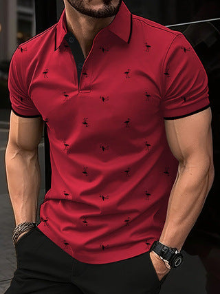 Herren Polohemd mit kurzem Arm und Muster Aliams