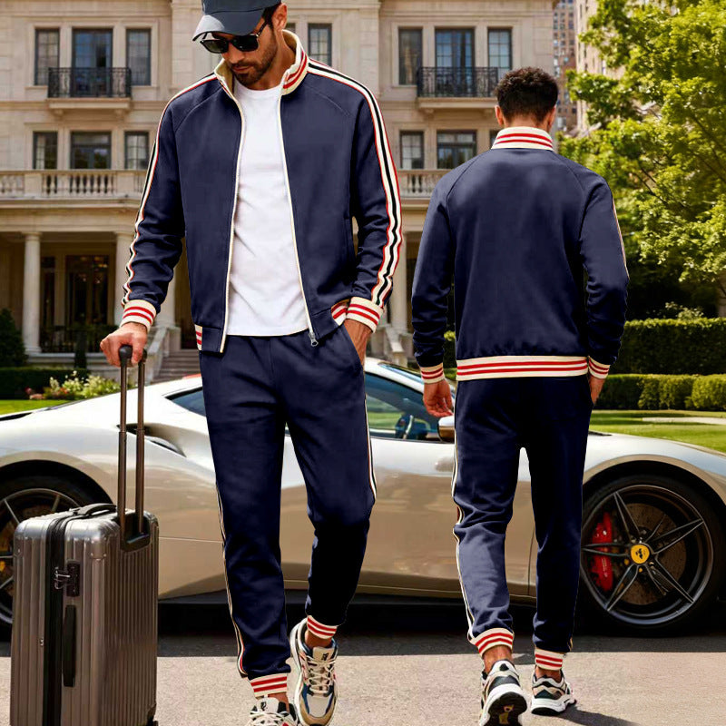 Herren sportlicher Freizeitanzug mit kontrastierenden Streifen Aliams