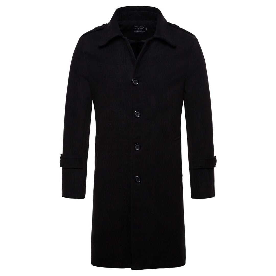 Herren eleganter Wollmantel im klassischen Schnitt mit praktischen Taschen Aliams
