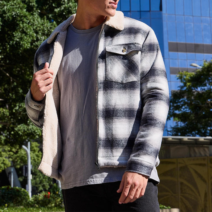 Herren stylische Flanelljacke mit warmem Fleece-Futter Aliams