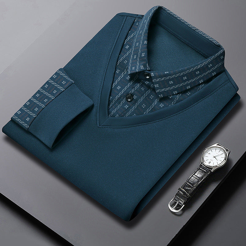 Herren elegantes Poloshirt mit strukturiertem Kragen und innovativer Knopfleiste Aliams