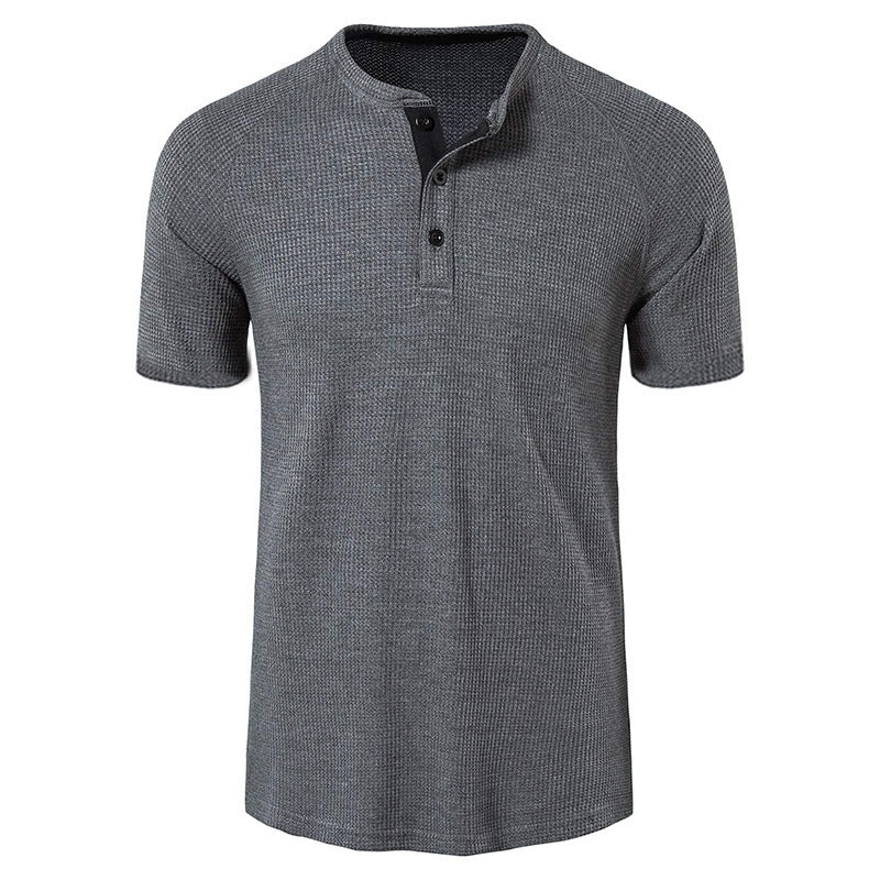 Herren Kurzarm-Henley-Shirt mit strukturiertem Gewebe und eleganter Knopfleiste Aliams