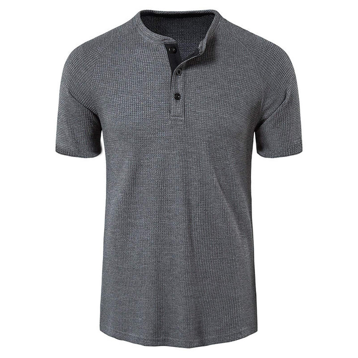 Herren Kurzarm-Henley-Shirt mit strukturiertem Gewebe und eleganter Knopfleiste Aliams