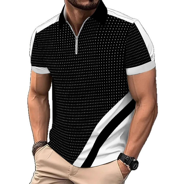 Herren Sportliches Kurzarm-Poloshirt mit modernem Reißverschluss Aliams