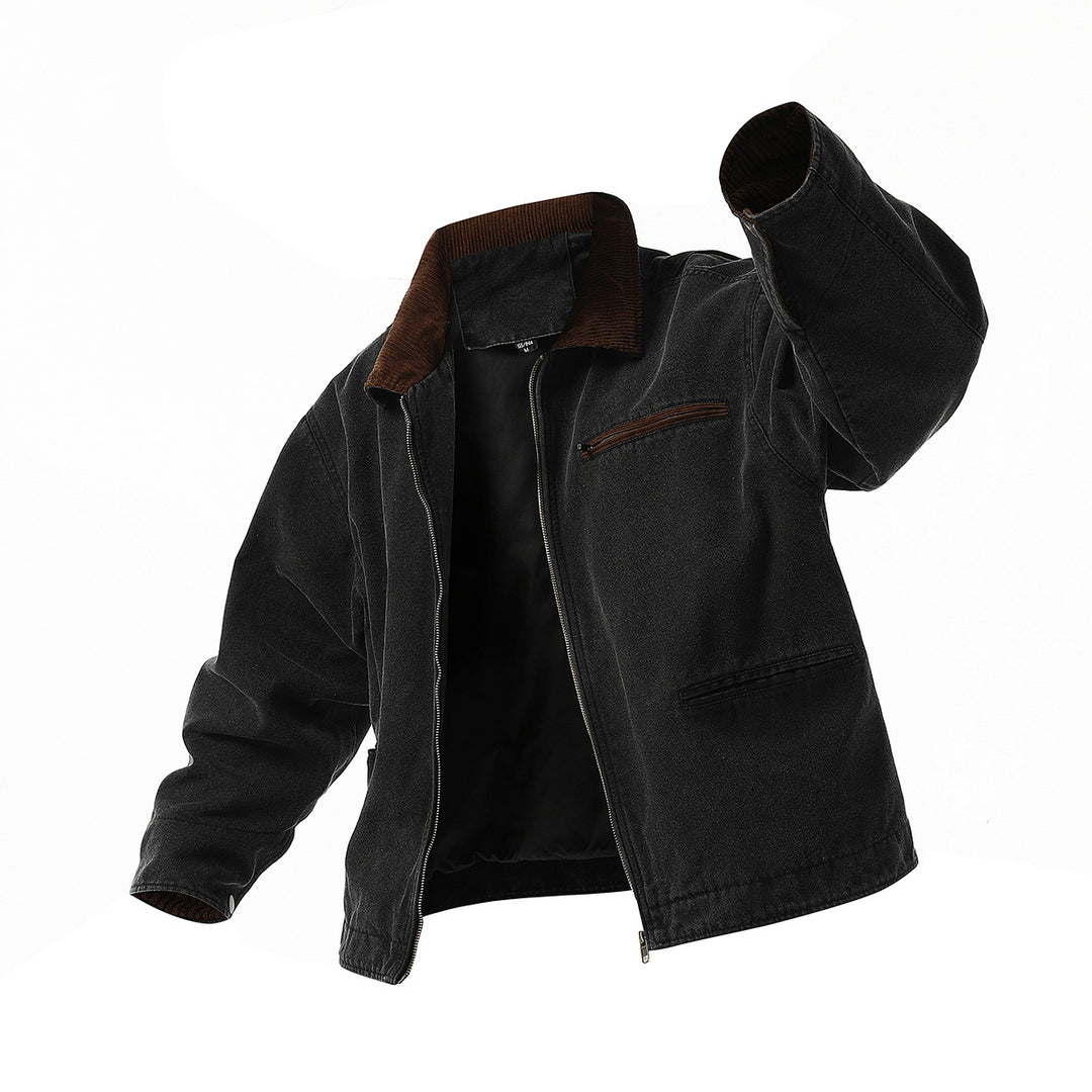 Herren urbane Übergangsjacke mit strukturiertem Stehkragen und zahlreichen praktischen Taschen Aliams