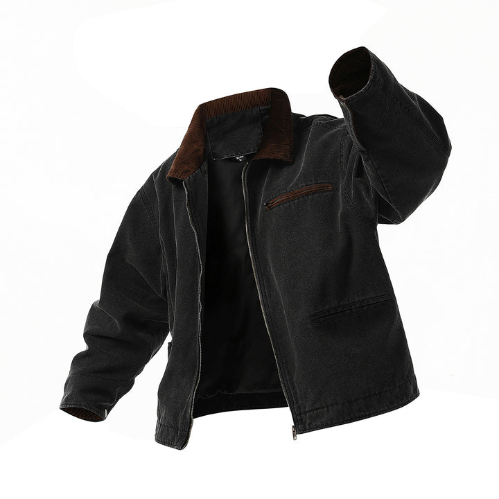 Herren urbane Übergangsjacke mit strukturiertem Stehkragen und zahlreichen praktischen Taschen Aliams