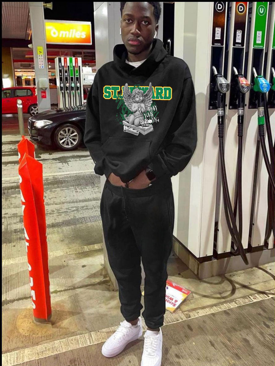 Herren Hoodie- und Jogginghose Set mit kunstvollem Engel-Print Aliams