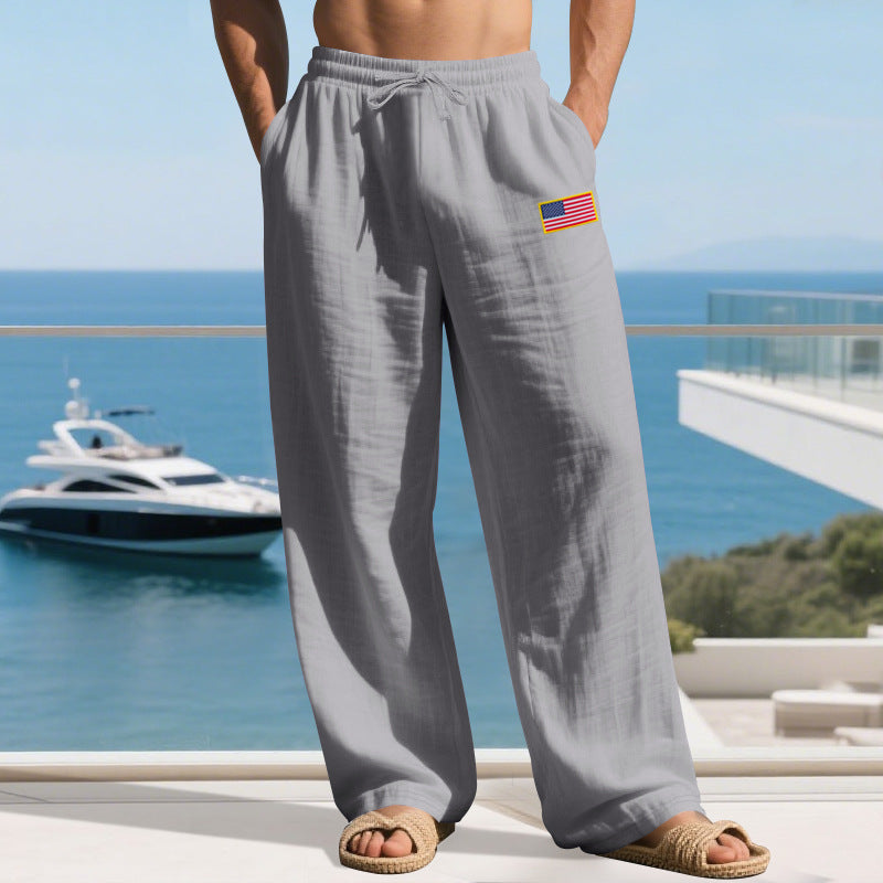 Herren Bequeme Freizeit-Cargo-Hose mit elastischem Bund und Seitentaschen Aliams