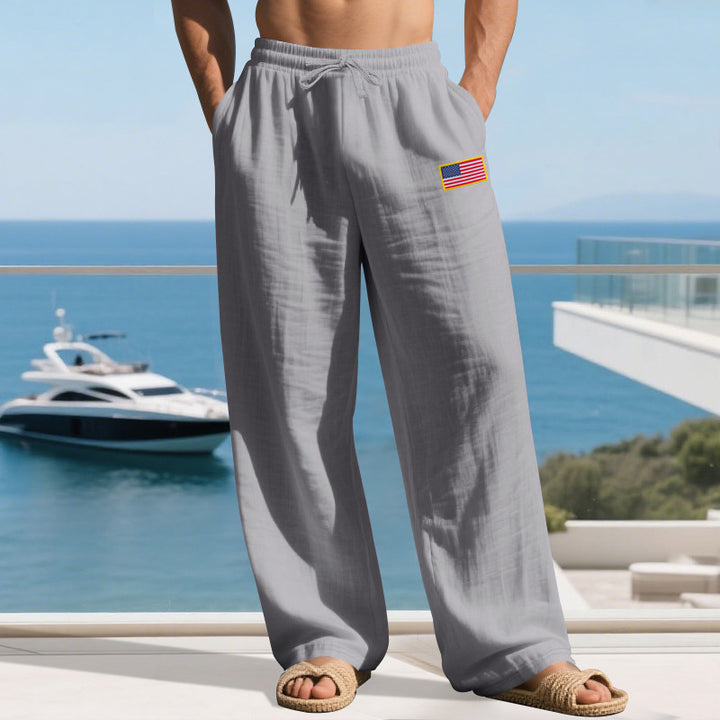 Herren Bequeme Freizeit-Cargo-Hose mit elastischem Bund und Seitentaschen Aliams