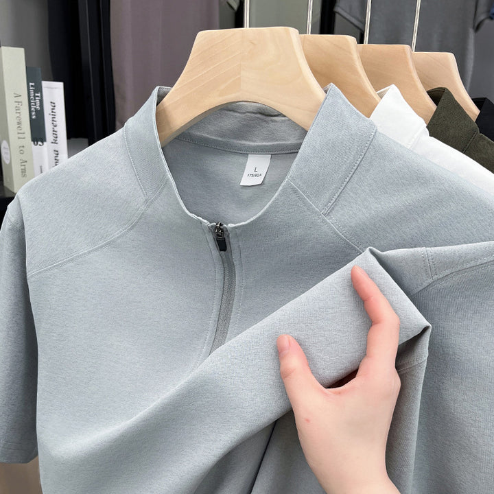 Herren Kurzarm Funktionsshirt mit Reißverschluss und atmungsaktiver Technologie Aliams