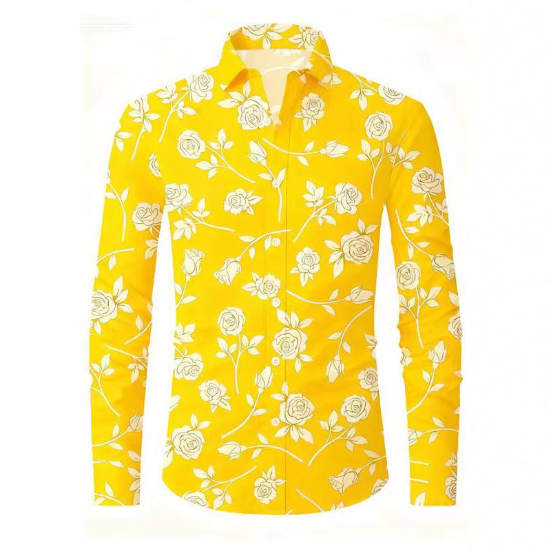 Herren Bluse mit floralem Design Aliams