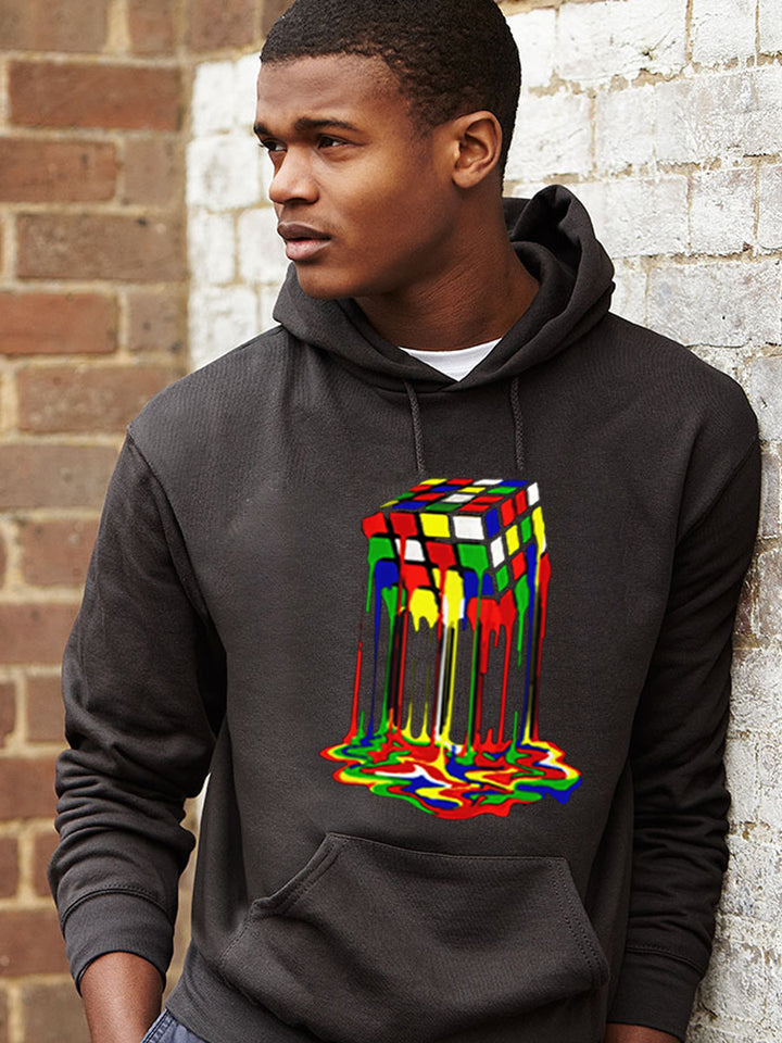 Herren Kapuzenpullover mit kreativem Rubik's Cube Grafikdruck Aliams