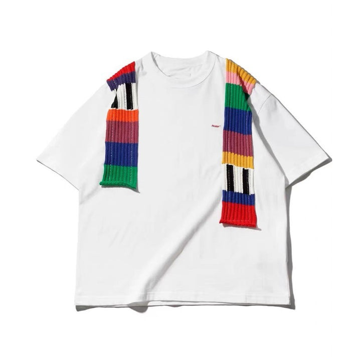 Unisex Oversized T-Shirt mit buntem Strickdetail Aliams