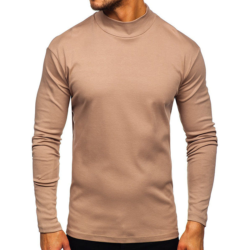 Herren Rundhals Langarmshirt aus elastischem Baumwoll-Mix mit modernem Stehkragen Aliams