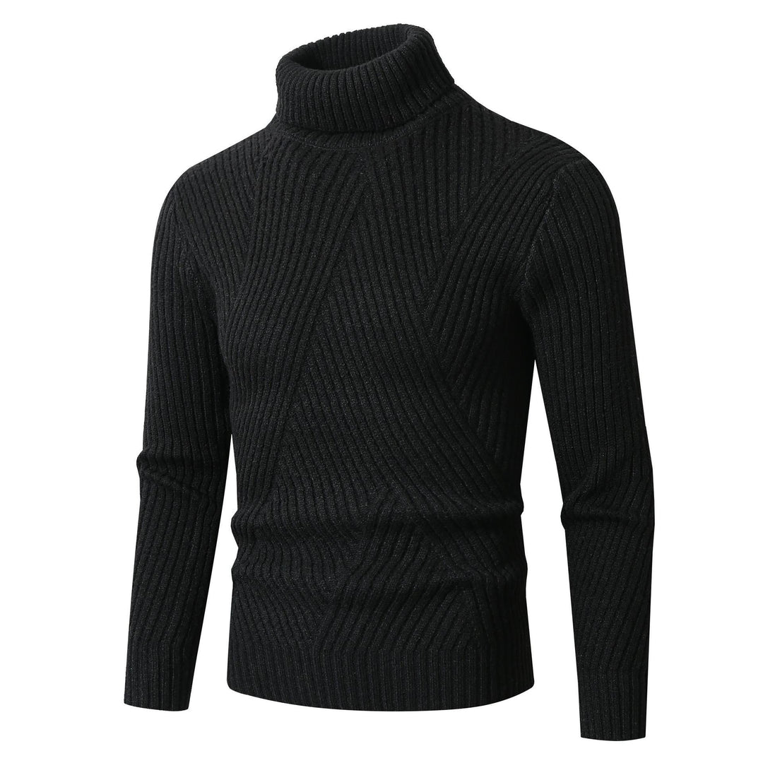 Herren Grobstrickpullover mit Stehkragen und dekorativem Strukturmuster Aliams