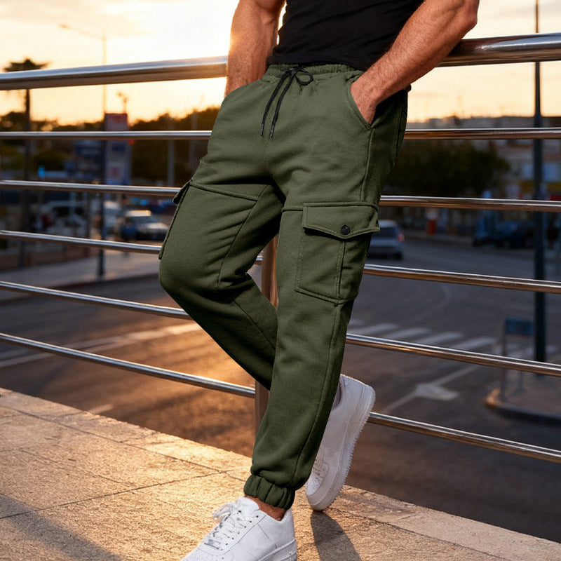 Herren Cargo-Jogginghose mit verstellbarem Bund und seitlichen Taschen Aliams
