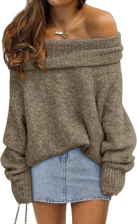 Damen Oversized Pullover mit schulterfreiem Design Aliams