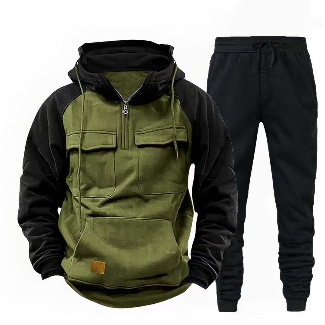 Herren funktionale Kapuzenjacke mit Reißverschluss und Jogginghose Aliams