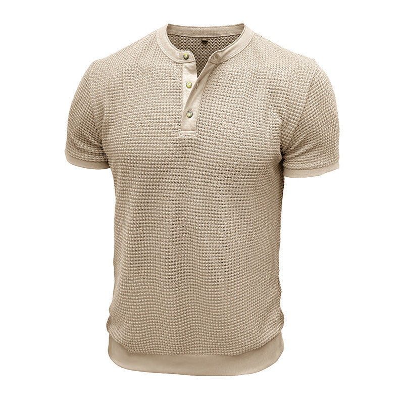 Herren Kurzarm-Henley-Shirt mit strukturiertem Design und edler Knopfleiste Aliams