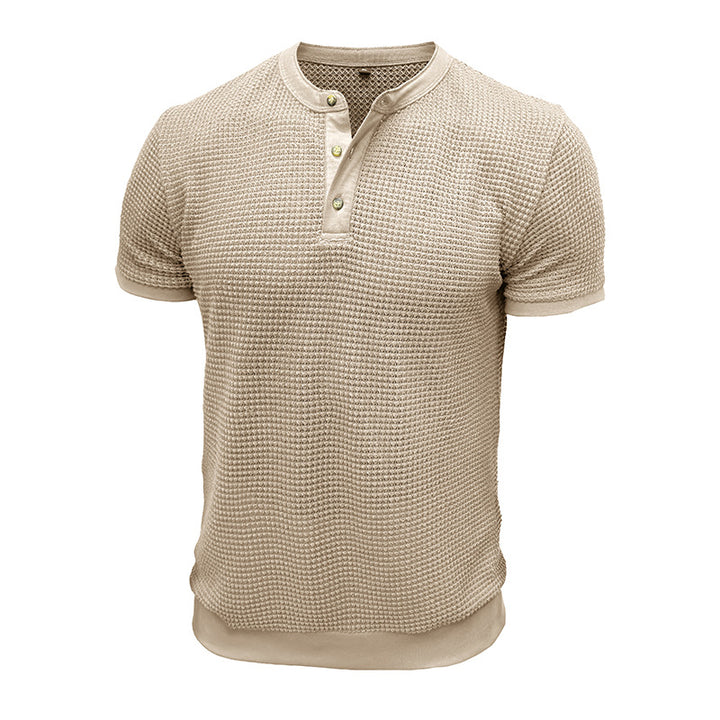 Herren Kurzarm-Henley-Shirt mit strukturiertem Design und edler Knopfleiste Aliams