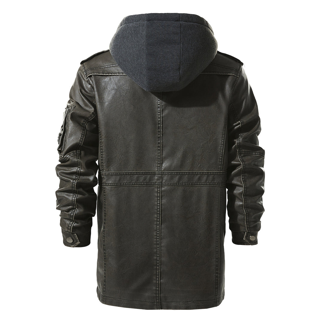 Herren Kunstlederjacke mit versteckter Kapuze Aliams