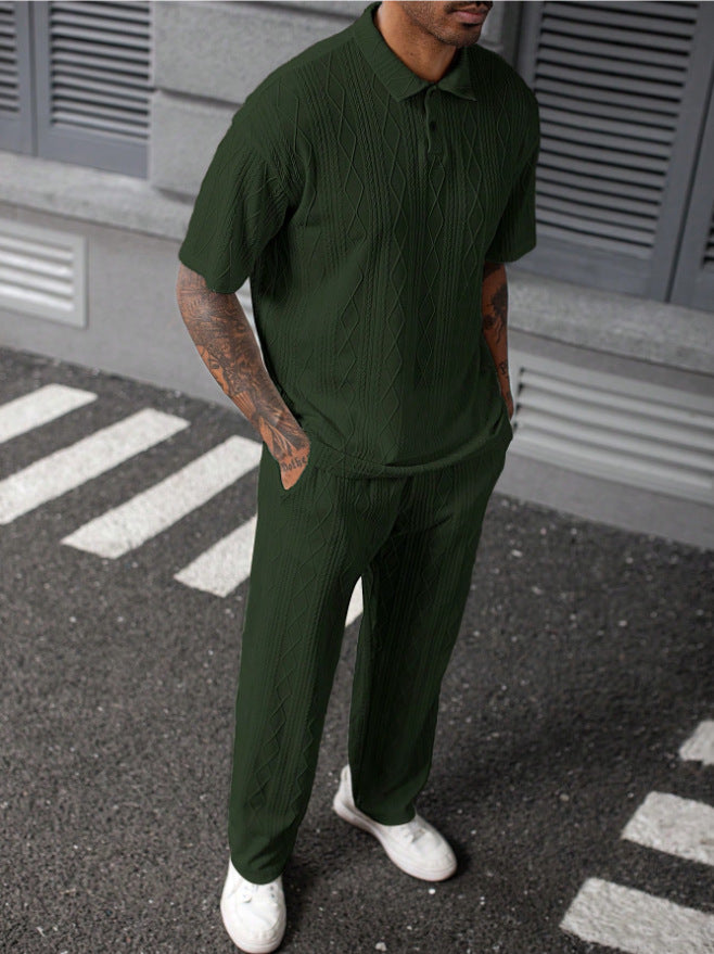 Herren Poloshirt und Jogginghose im eleganten Strickdesign Aliams