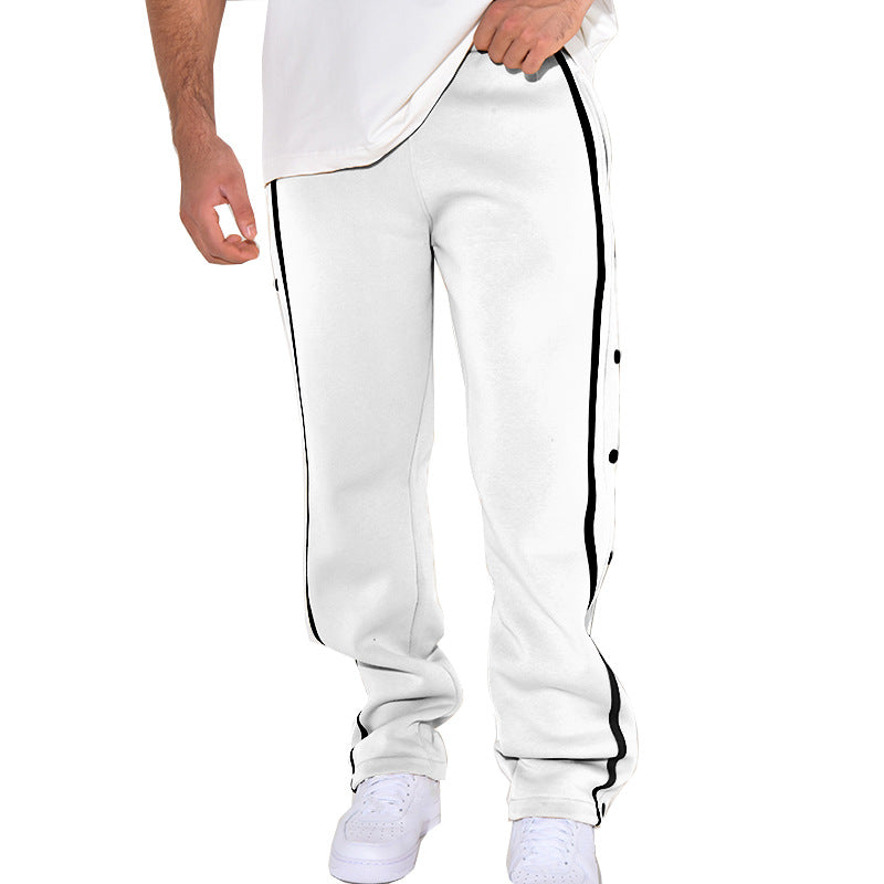 Herren bequeme Sporthose mit Knopfleiste und seitlichen Kontraststreifen Aliams