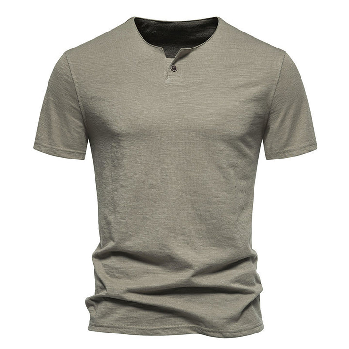 Herren Kurzarm-Henley-Shirt mit elegantem Knopfdesign Aliams