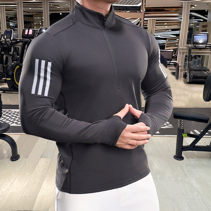 Herren Atmungsaktives Fitness-Oberteil mit kurzem Reißverschluss Aliams