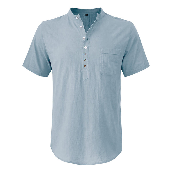 Herren Kurzarm-Henley-Shirt mit praktischer Knopfleiste und atmungsaktivem Stoff Aliams