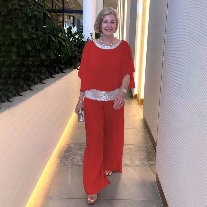 Damen eleganter und luftiger Overall mit glitzerndem Bund Aliams