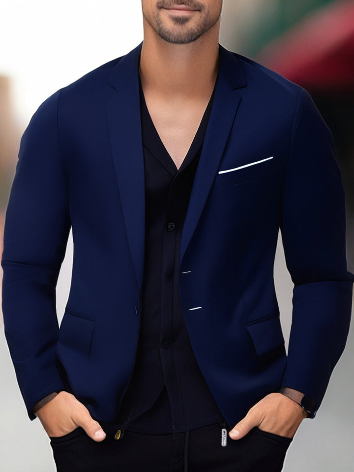 Herren eleganter und stilvoller Blazer mit farblich abgesetztem Revers Aliams