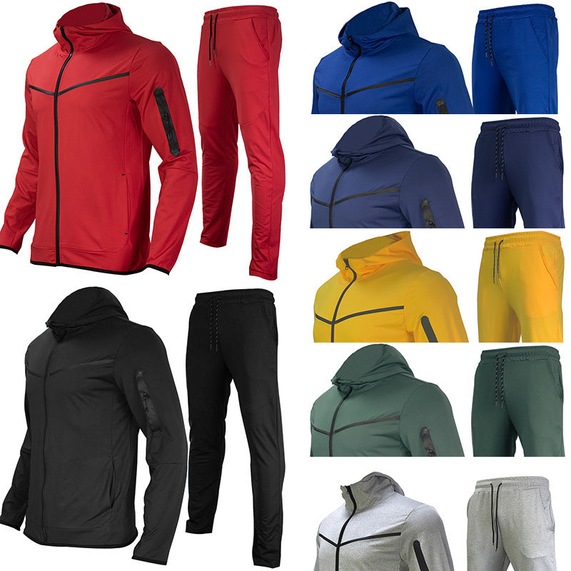 Herren Atmungsaktives Freizeit-Outdoor-Set mit Kapuzenjacke und Jogginghose Aliams