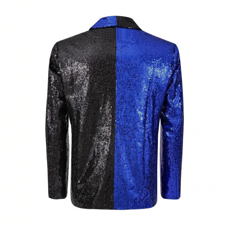 Herren Glänzender Pailletten-Blazer mit kontrastierenden Farben Aliams