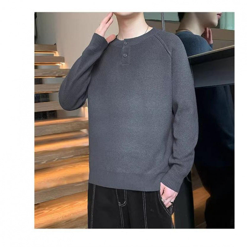 Herren Strickpullover mit umschaltbarem Kragen und hochwertiger Textur Aliams