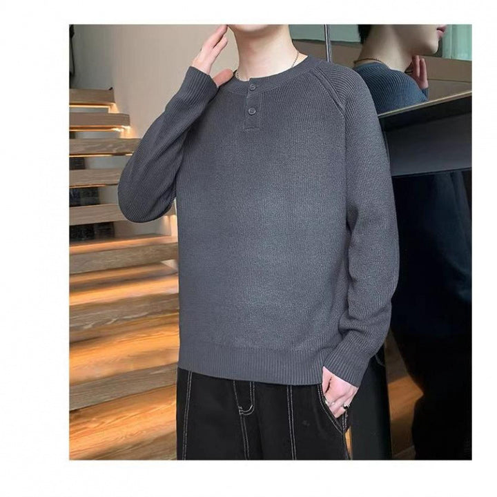 Herren Strickpullover mit umschaltbarem Kragen und hochwertiger Textur Aliams