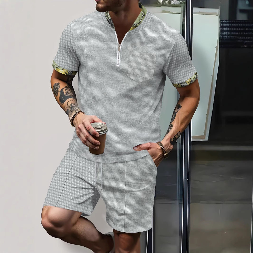 Herren Freizeit-Set mit kurzem Reißverschluss und modischer Schnürung Aliams