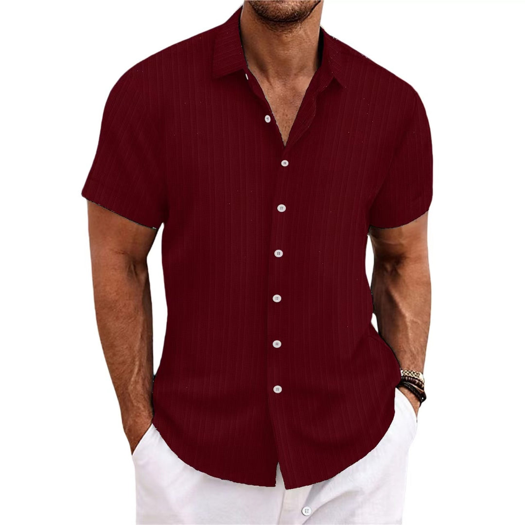 Herren Kurzarm gestreiftes lässiges Button-Up Hemd Aliams