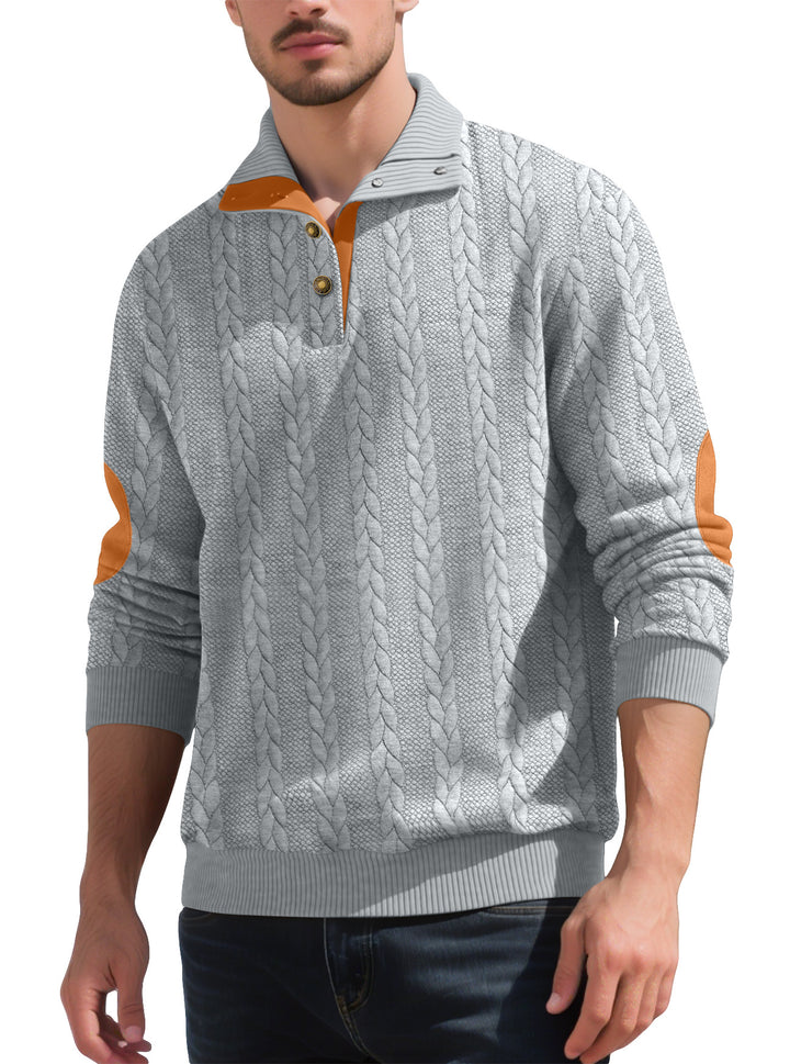 Herren hochwertiger Strickpullover mit modernen Kontrastdetails Aliams