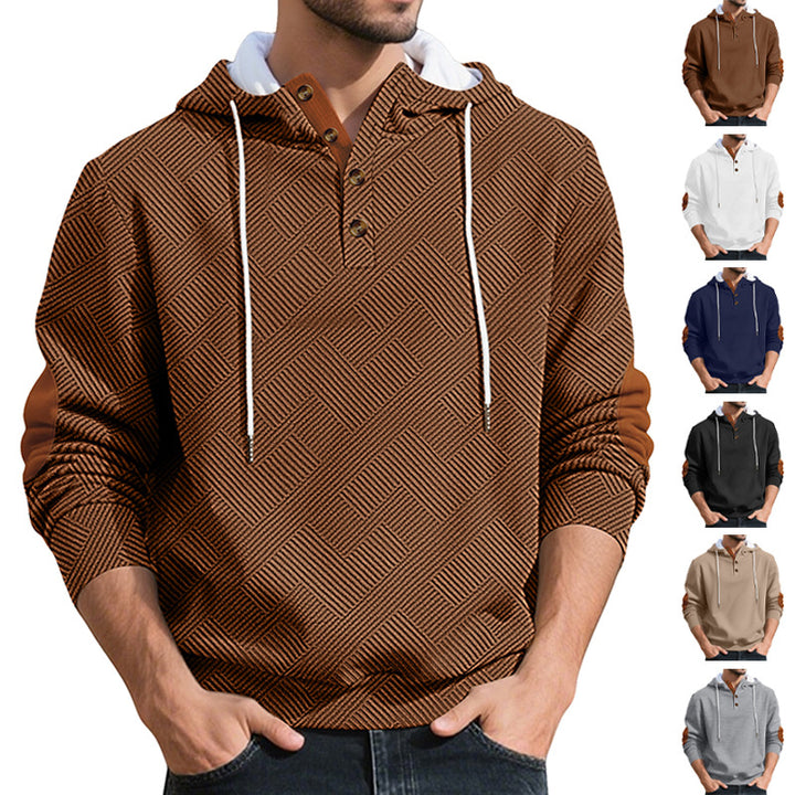Herren Kapuzenpullover mit Knopfleiste und strukturiertem Design Aliams