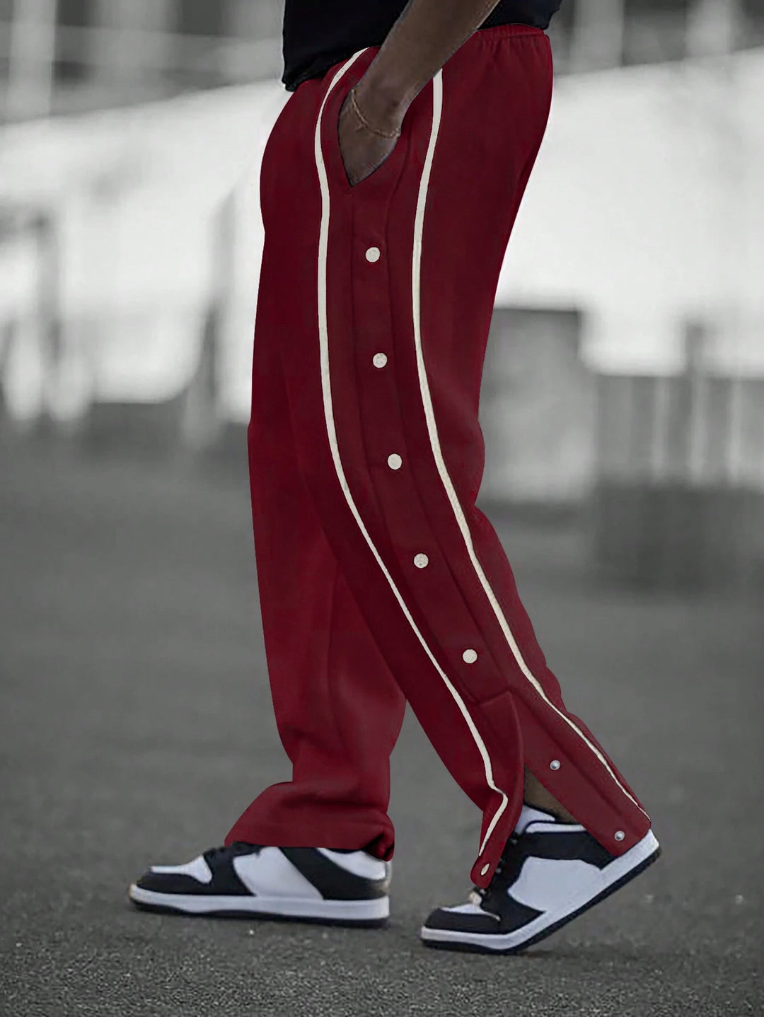 Herren sportliche Freizeithose mit Druckknopf-Detail Aliams