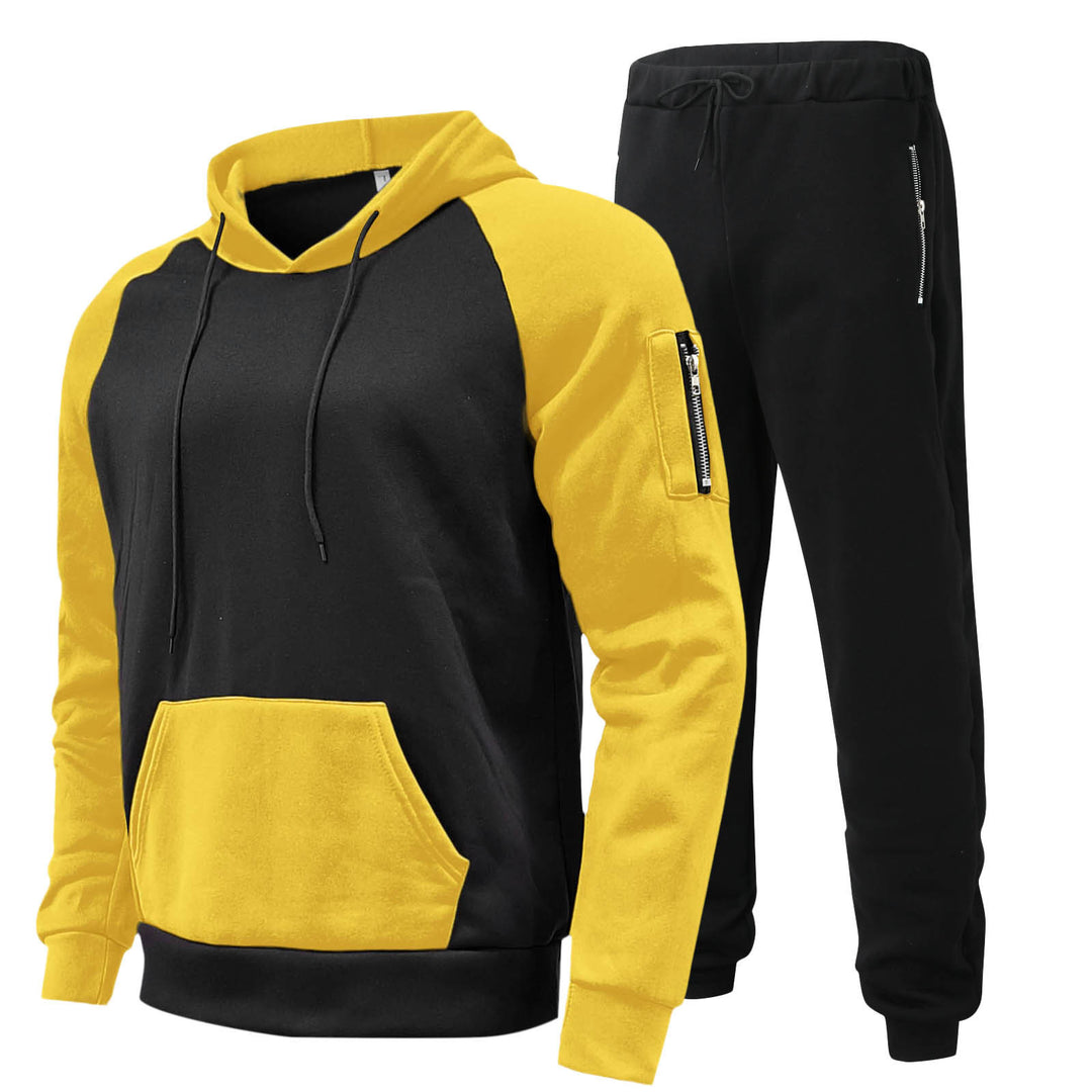 Herren Sportliches Kapuzenpullover- und Jogginghosen-Set mit funktionalen Seitentaschen Aliams