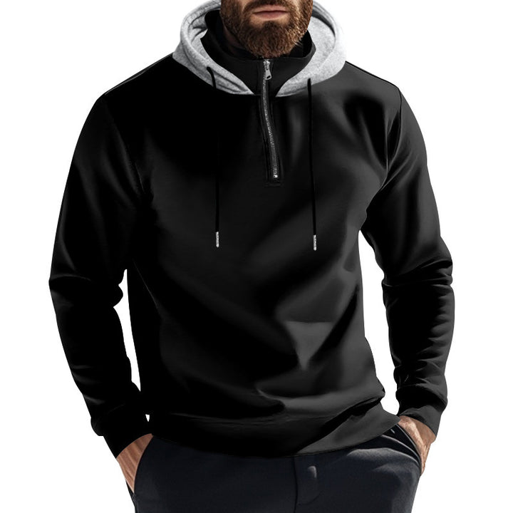 Herren sportlicher Hoodie mit halbem Reißverschluss und modernem Kapuzenaufbau Aliams