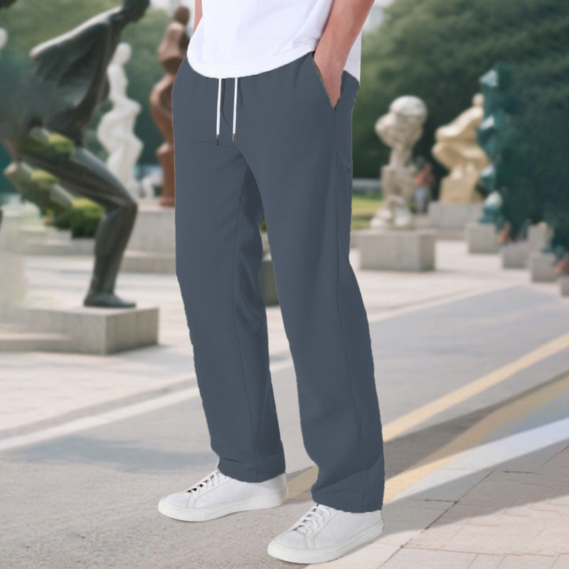 Herren Bequeme Freizeithose mit verstellbarem Bund und seitlichen Taschen Aliams