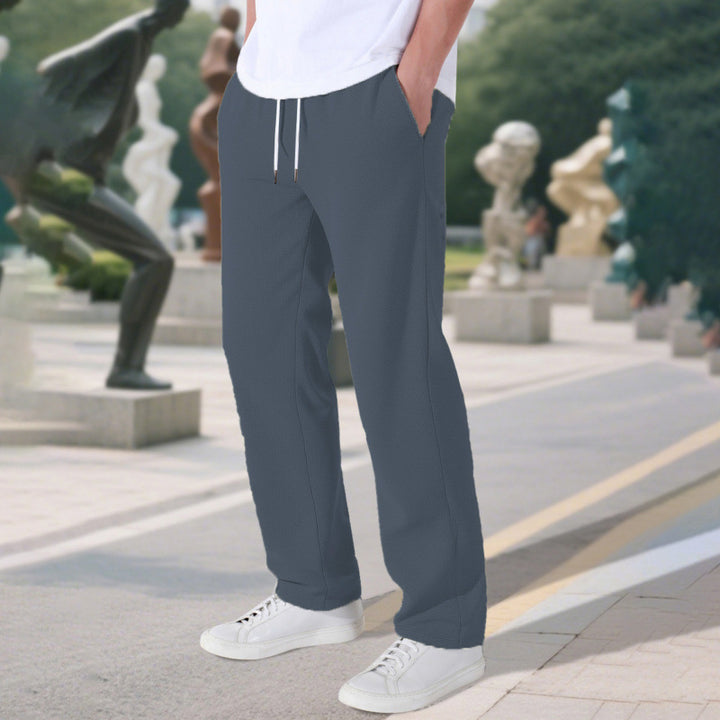 Herren Bequeme Freizeithose mit verstellbarem Bund und seitlichen Taschen Aliams